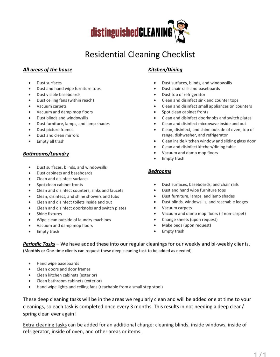 Our professional deep cleaning checklist for homes